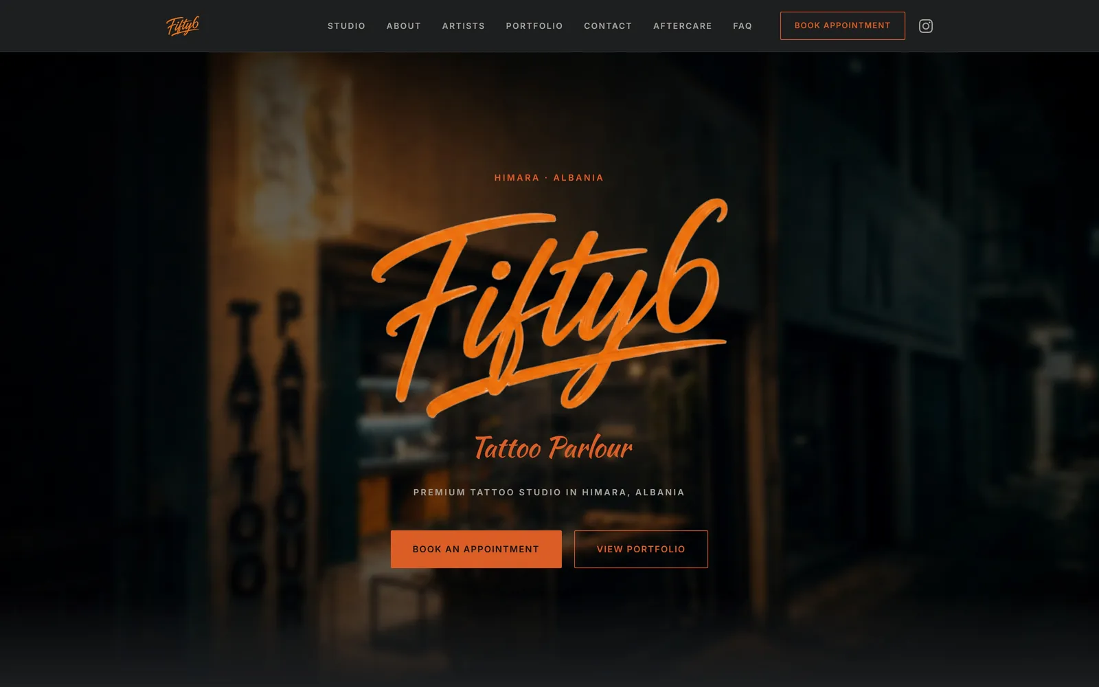 Fifty6 Tattoo Parlour website preview
